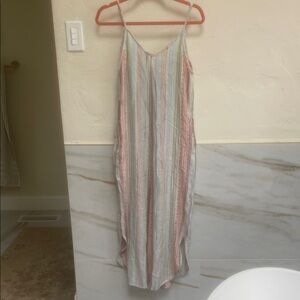 En Creme Striped Jumpsuit in Pink, Blue, and White
